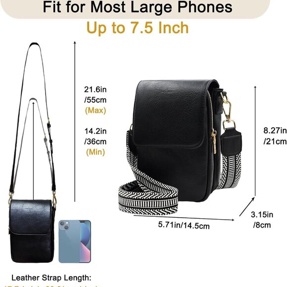 Small Vegan Leather Crossbody Purse Women Card Slots Adjustable Straps - Picture 2 of 6